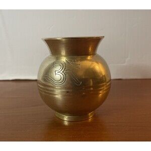 Vintage Solid Brass Small Pot Decor India 3”